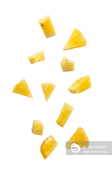 Falling pineapple slices cutout, Png file.