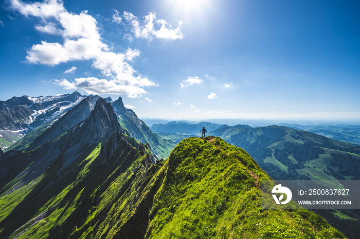 Hiker is reaching a beautiful viewpoint