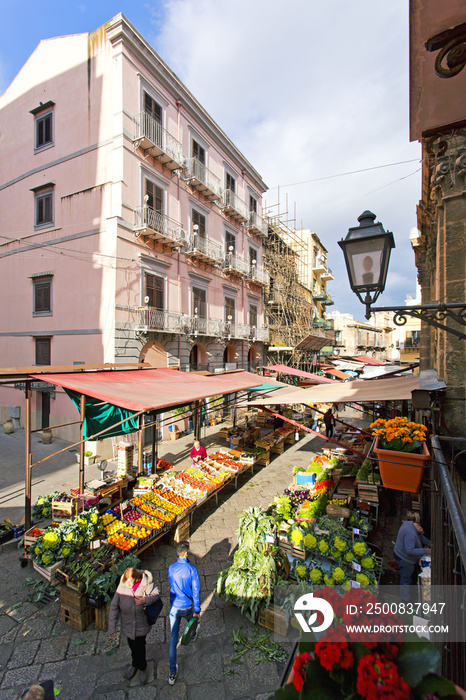 Aerial view of the Capo market in Palermo