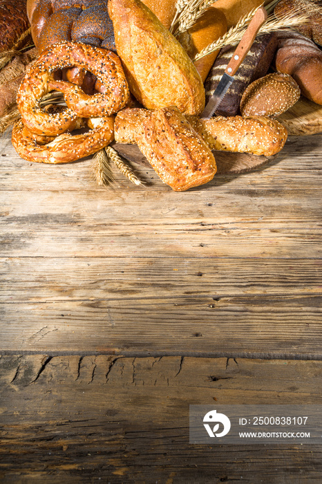 Assortment of baked bread and pastry