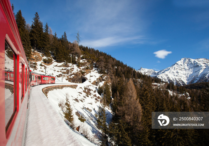 Red Express in the Winter Season, Swiss Alps Grindelwald, Switzerland