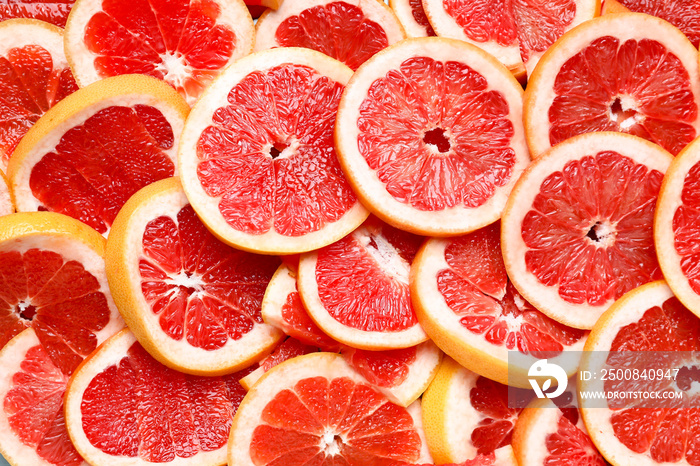 Slices of fresh grapefruit as background