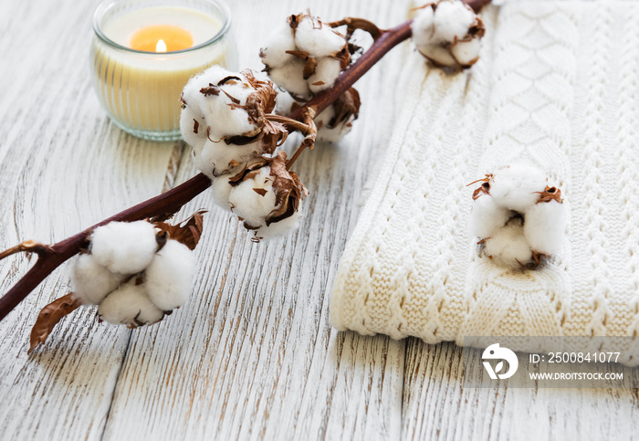 Cotton flowers and scarf