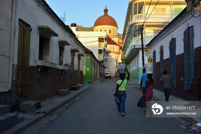 dome of the church lighted with the morning sun, Cap Haitien, Republic of Haiti