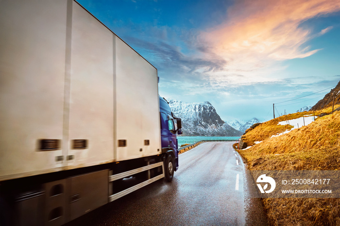 Truck on road in Norway