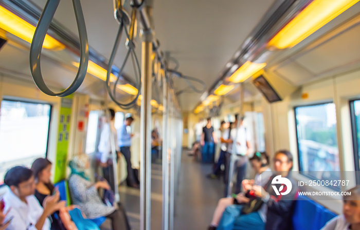 Blurry image of a passenger Subway train