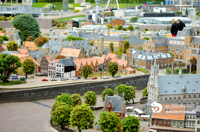 Miniature old Dutch houses at Madurodam miniature park, The Hague, Netherlands