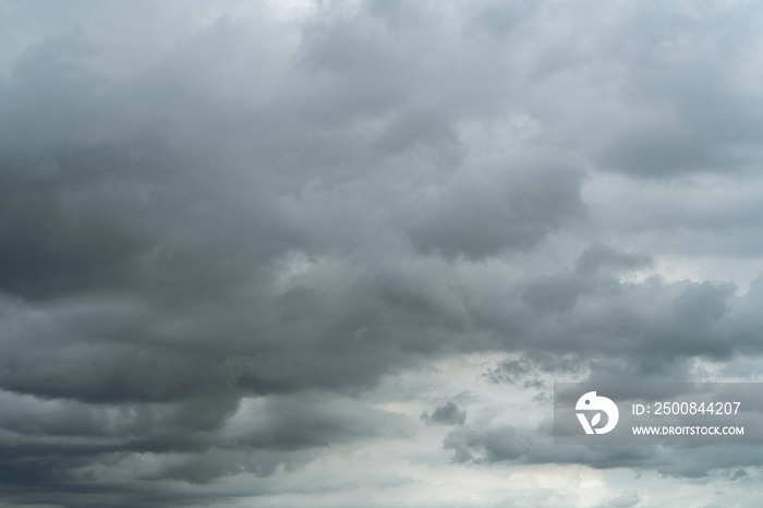 Overcast sky. Dramatic gray sky and dark clouds before rain in rainy season. Cloudy and moody sky. Stormy sky. Gloomy and moody background. Overcast clouds. Bad weather. Sad and depressed background.