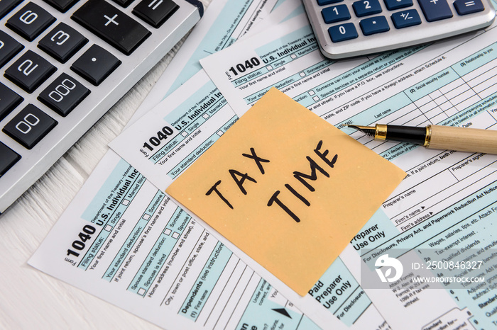 ’Tax time’ memo on 1040 individual tax form