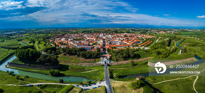 Bird’s-eye view of the Renaissance city of Palmanova. Friuli.