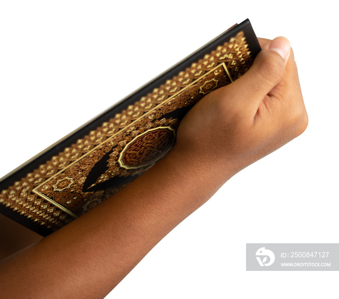 hand holding Quran isolated