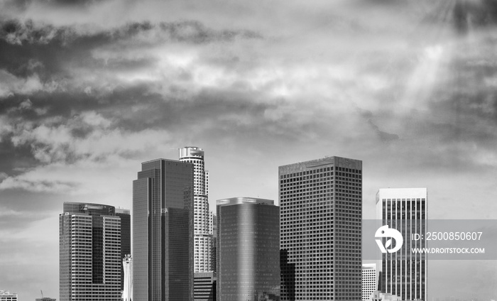 Beautiful skyline of Los Angeles at sunset, California