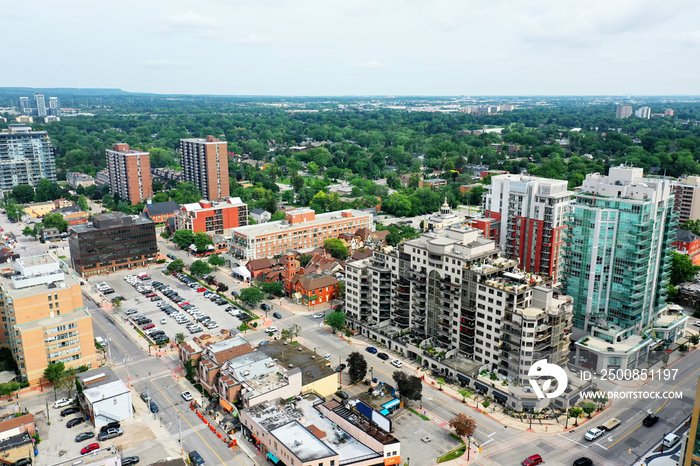 Aerial view in Burlington, Ontario, Canada