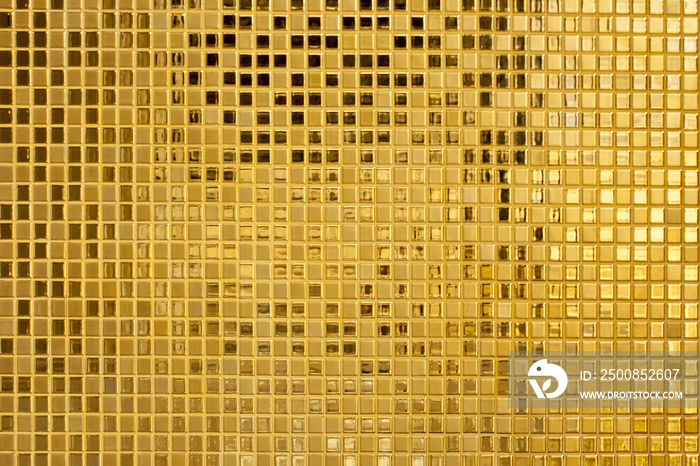 Gold yellow square mosaic tiles for texture background