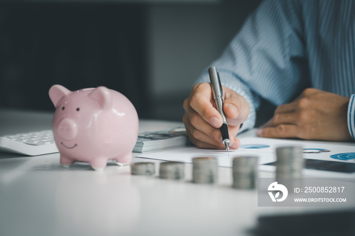 Stacks of coins arranged in a row from low to high, analogous to the growth of money, investing in stocks, stock market chart graphics showing stock trading. The idea of investing money.