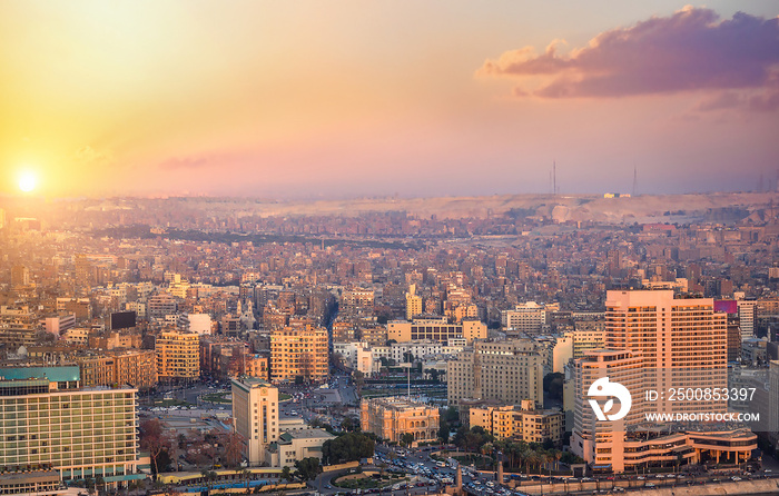 Sunny sunset in Cairo