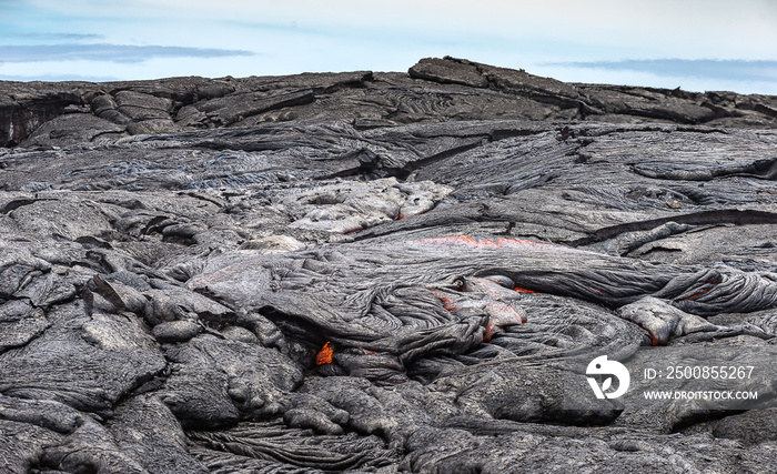 Close up lava flow in lava field