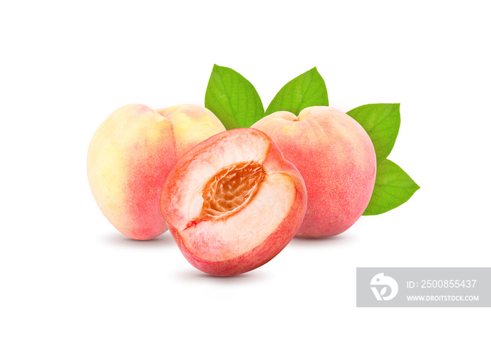 Fresh peach on white background