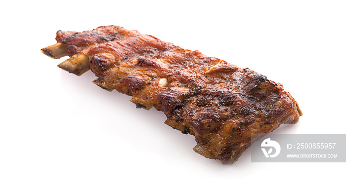 Grilled Pork ribs isolated on white background