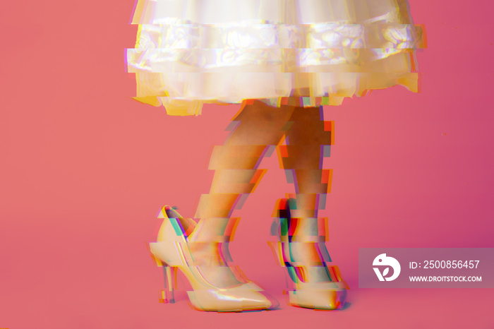 VAPORWAVE STYLE girl in oversized shoes