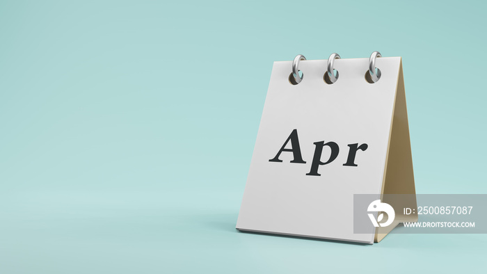 Apr on  paper desk  calendar  3d rendering