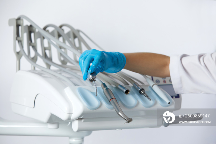 Different dental instruments and tools in a dentists office