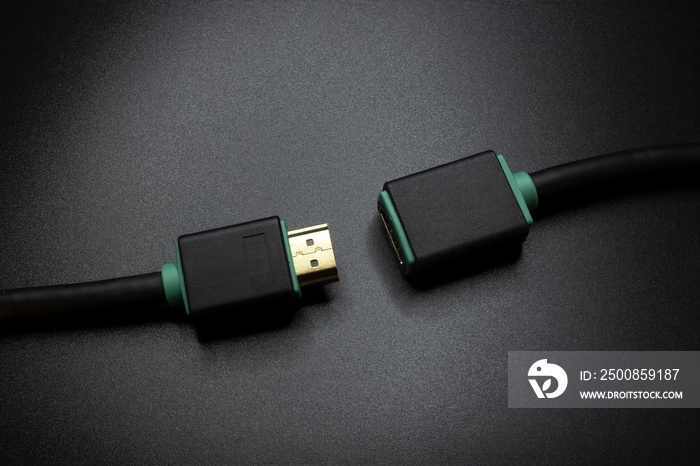 HDMI cable isolated on black background