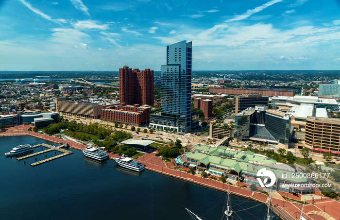 View of the Baltimore cityscape and Inner Harbor