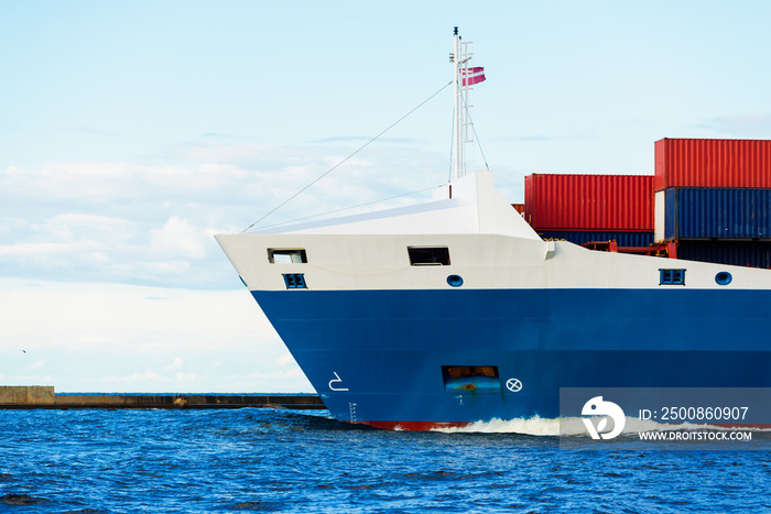 Large container ship close-up, Baltic sea, Latvia