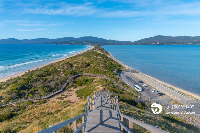 View of the Neck of Bruny island in Tasmania, Australia