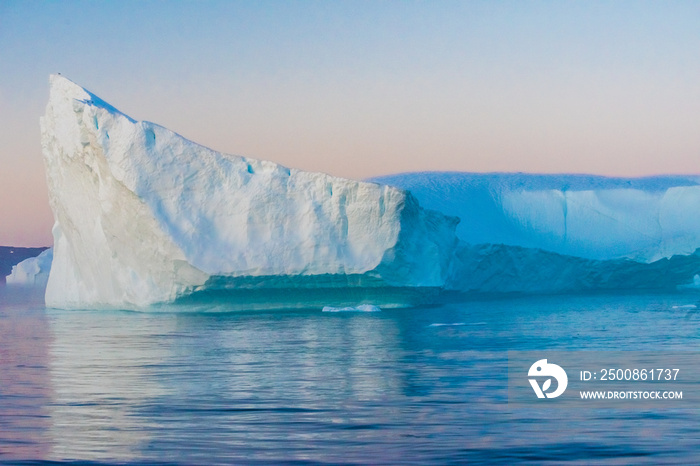 Icebergs in the midnight sun, Ilulissat, Greenland