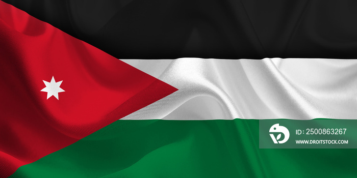 Waving flag of the Jordan. Flag in the Wind. National mark. Waving Jordan Flag. Jordan Flag Flowing.