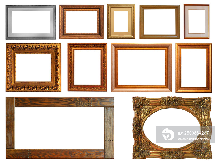 Vintage frames, pictures isolated.