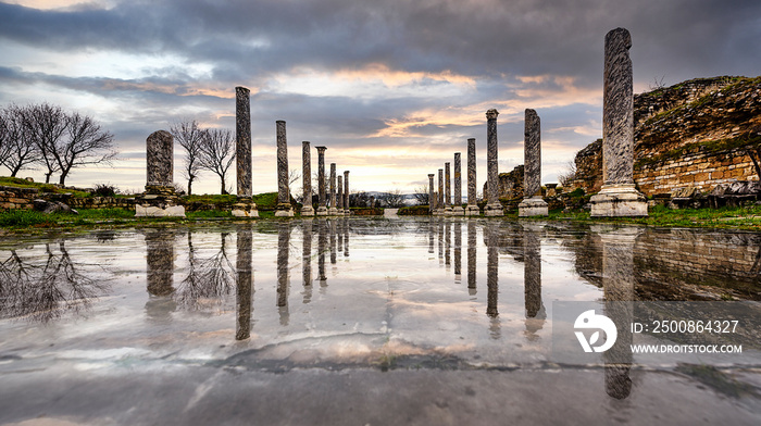 ancient city of aphrodisias on a rainy day