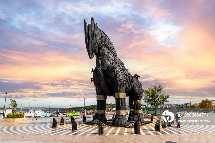 Wooden Horse view in Canakkale, Turkey.After the filming of the movie Troy,The wooden horse that was used as a prop was donated to the city of Canakkale