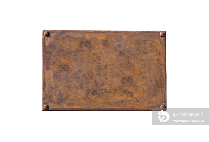 Rusty metal plate on white background