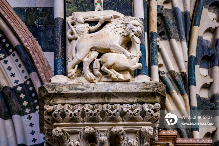 Detail from Genoa Cathedral in Italy