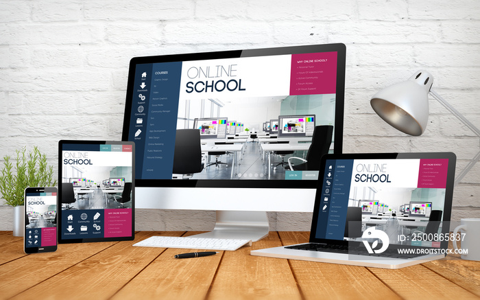 online school website responsive design screen multidevices