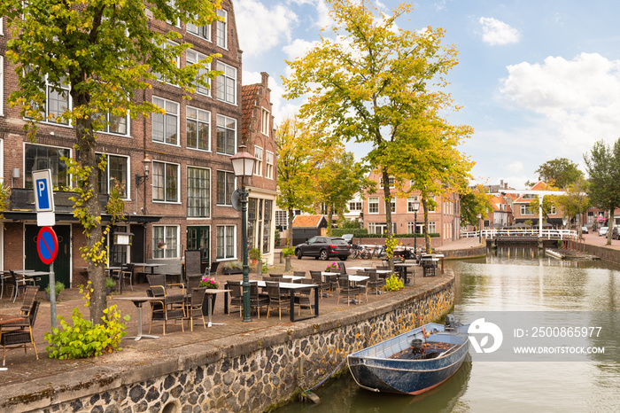 The old harbor of the picturesque West Frisian town of Hoorn.