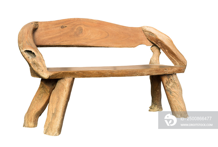 Cut out of a solid handmade wooden bench isolated