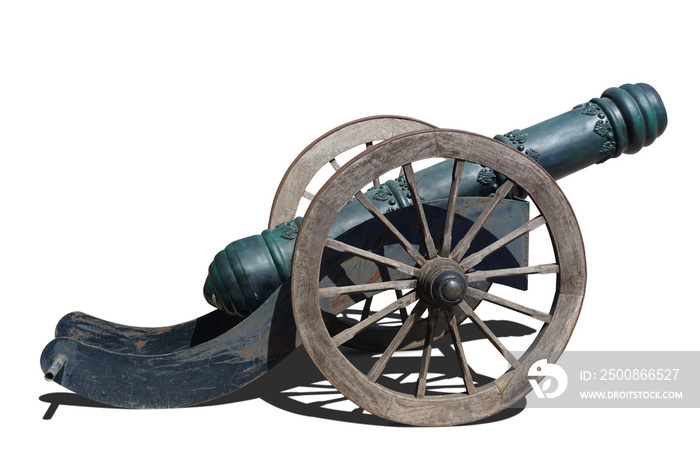 Old cannon isolated on white background