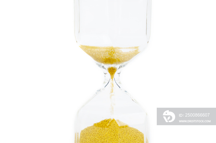 Portrait of hourglass with golden sand