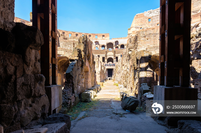 The underground level at the Colosseum in Rome