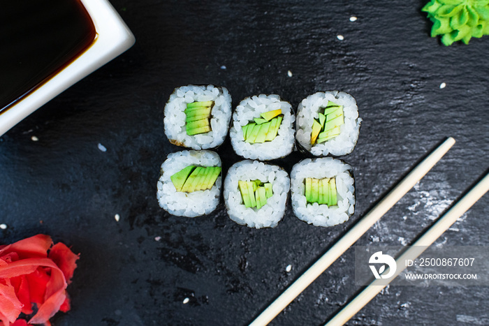 Delicious, juicy maki with cucumber