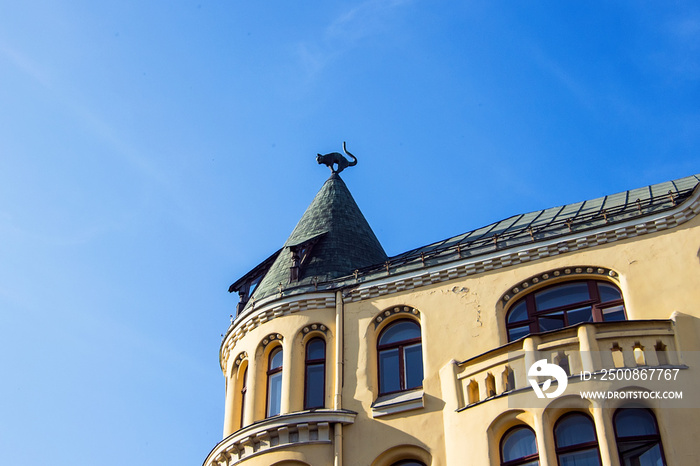 Cat House (Latvian: Kaķu nams) is  located across the house of the Great Guild in Old Town of Riga, Latvia. Medieval architecture with some elements of Art Nouveau