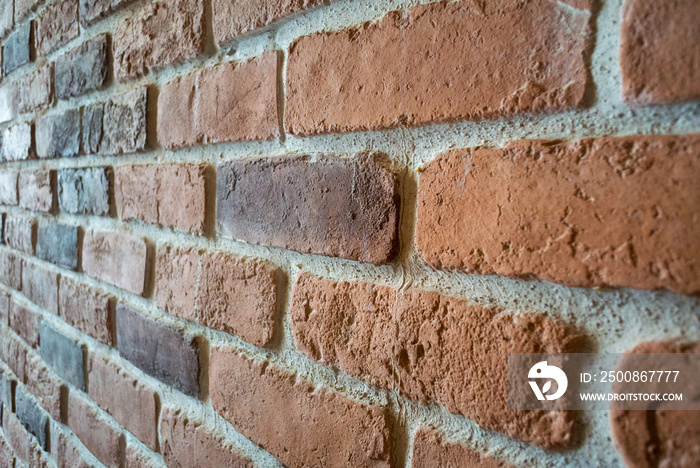 Perspective of brick wall with blurred texture Background.