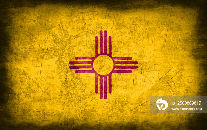 New Mexico flag with grunge metal texture