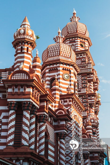 Exterior of the Red Mosque in Colombo, Sri Lanka