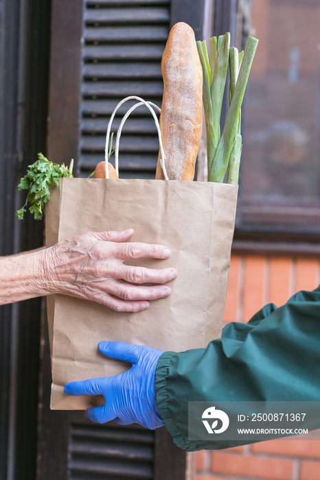 detail of grocery delivery during epidemic quarantine