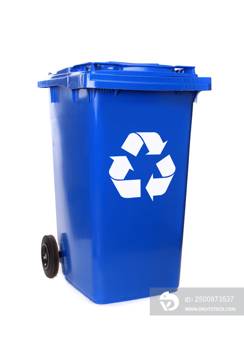 Recycling isolated bins on white background